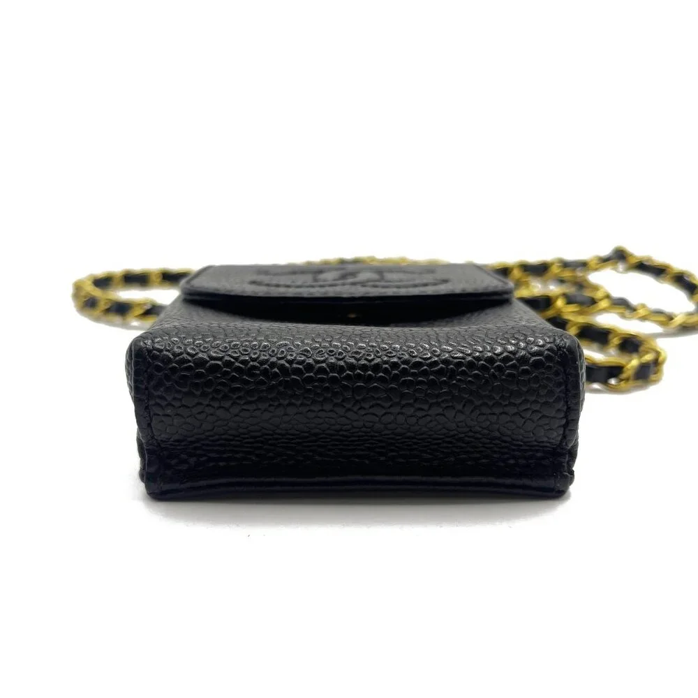 Authentic CHANEL Vintage Mini Flap Bag Caviar Pouch Cigarette Case Crossbody - Picture 9 of 15
